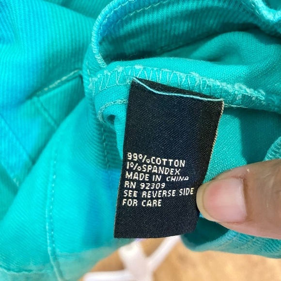 DG2 By Diane Gilman Jean Jacket Short Sleeve Aqua Green Top Plus Size 2X - Picture 8 of 8